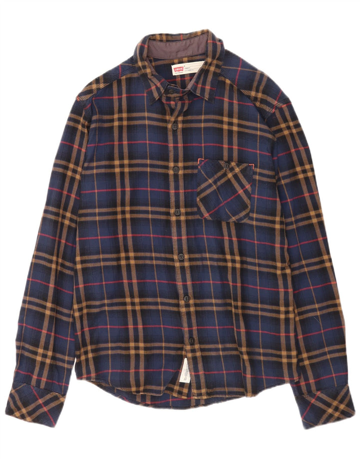 Cămașă de flanel pentru bărbați Levi's, cu ajustare standard, din bumbac cu carouri, albastru bleumarin mediu