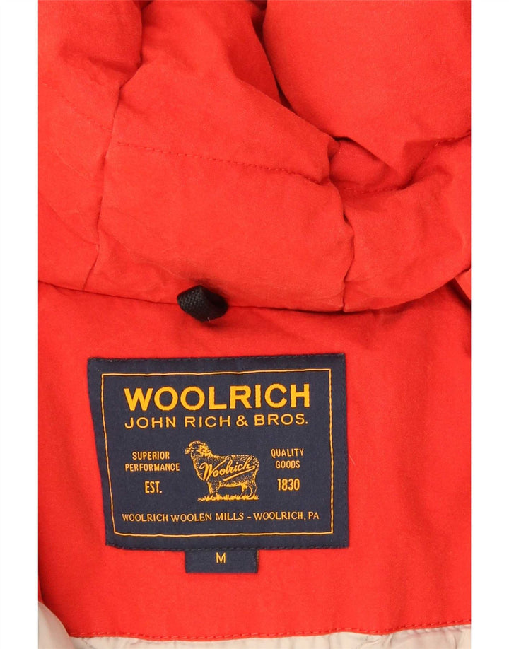 Jachetă căptușită cu glugă Woolrich pentru femei UK 14, bumbac roșu mediu