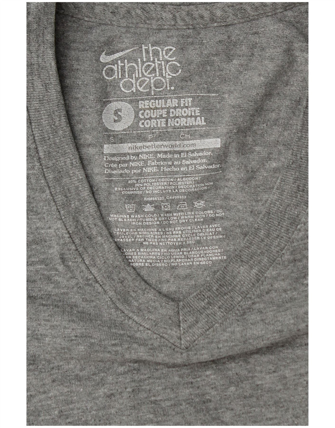 Tricou Nike pentru bărbați, cu croială regulată, top mic, gri, bumbac cu pete