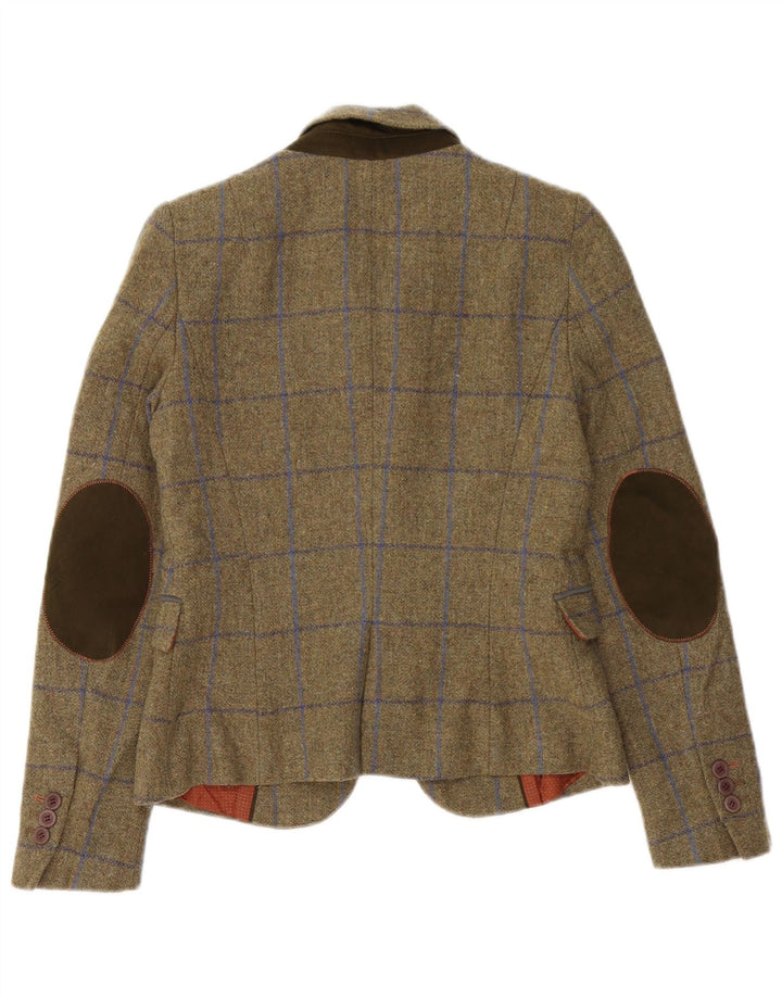 Jachetă Blazer pentru femei Zara, cu 1 nasture, UK 10 Mic Kaki Check