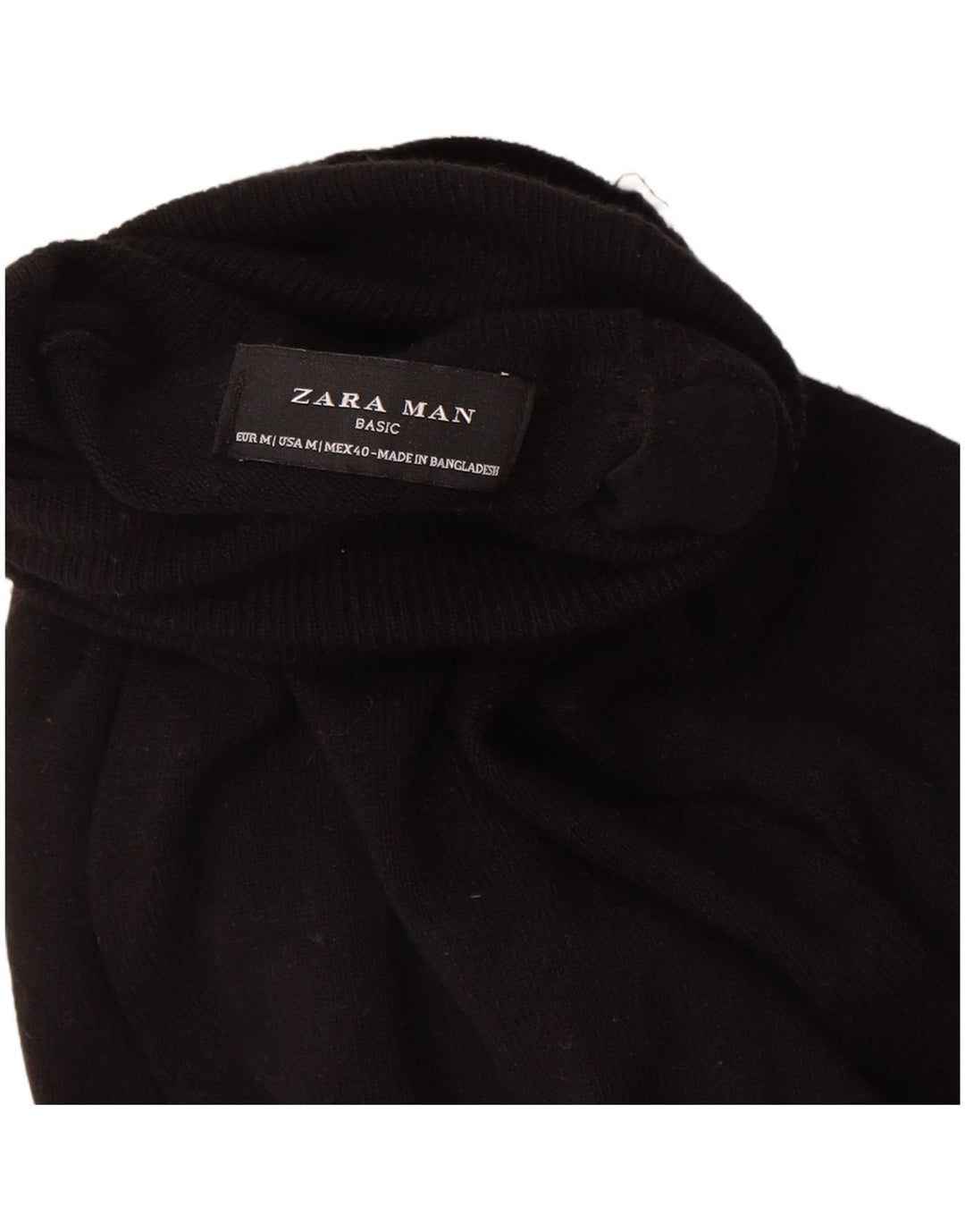 Pulover pentru bărbați Zara cu gât rulat, mediu negru