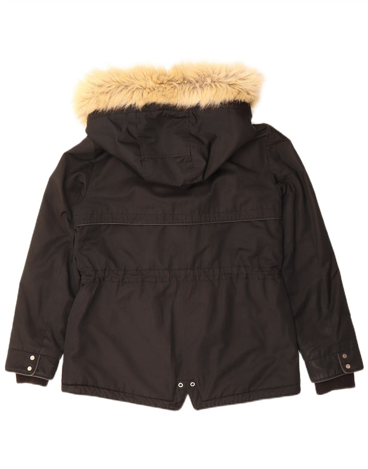 ZARA Womens Oversized Hooded Windbreaker Jacket UK 10 Small Black Cotton