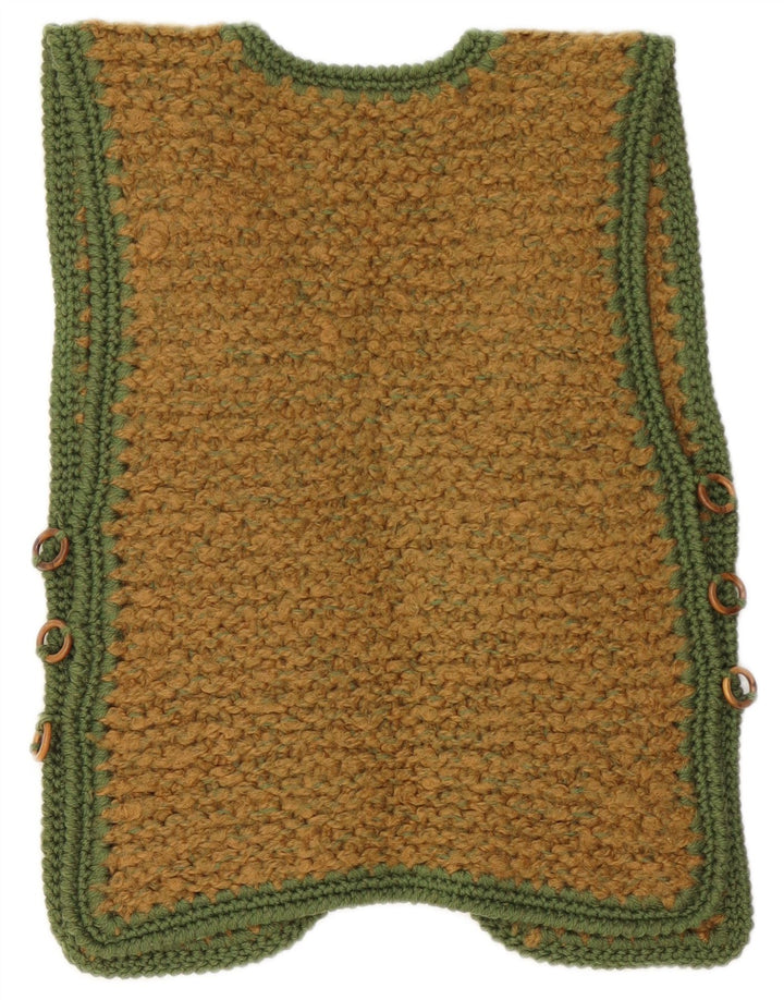 Pulover cardigan deschis fără mâneci vintage pentru femei UK 10 mic maro