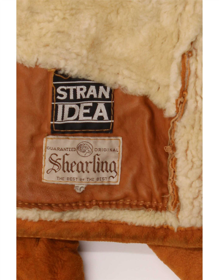 Jachetă vintage pentru bărbați din shearling IT 50 Large Beige
