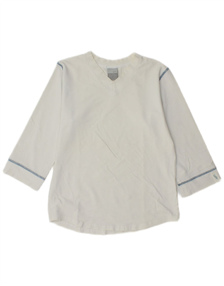 Top mânecă 3/4 pentru femei Nike Marea Britanie 14/16 mare, alb