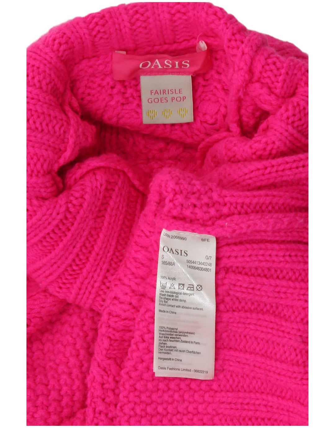 Pulover pentru femei Oasis, supradimensionat, cu gât rulat, UK 10, mic, roz acrilic