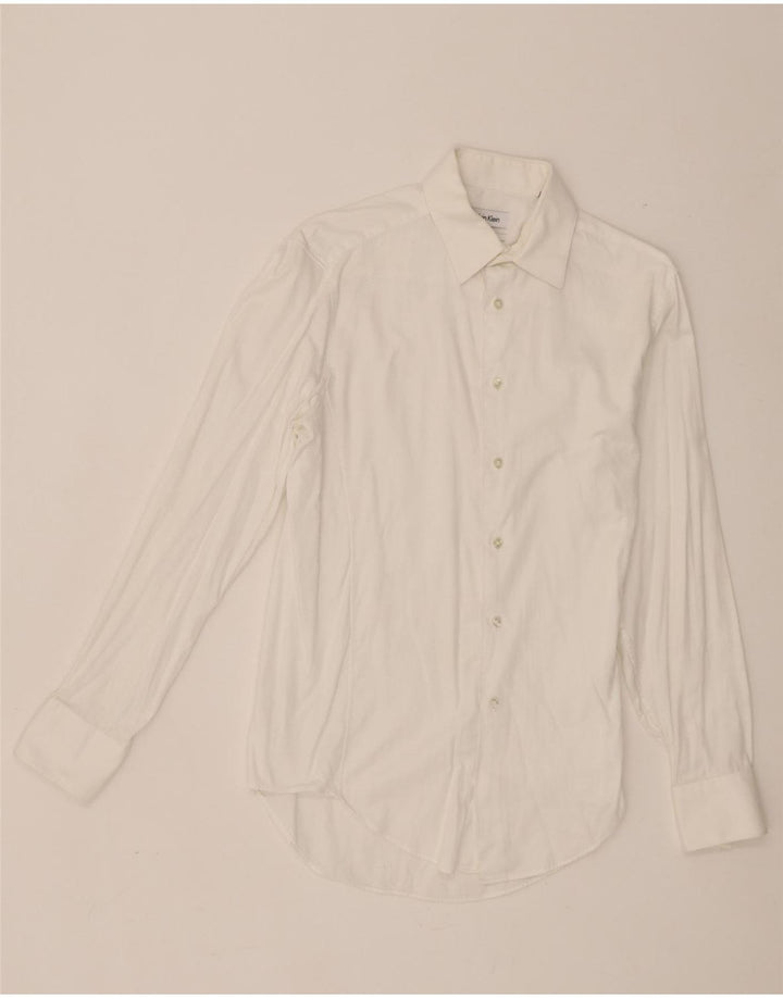 Cămașă pentru bărbați Calvin Klein Slim Fit Mărimea 15 Bumbac alb mediu