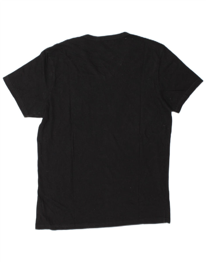 Tricou grafic Guess pentru bărbați Top mediu din bumbac negru