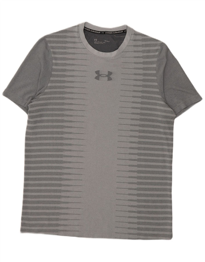 Tricou grafic Under Armour pentru bărbați Top mare, gri cu dungi