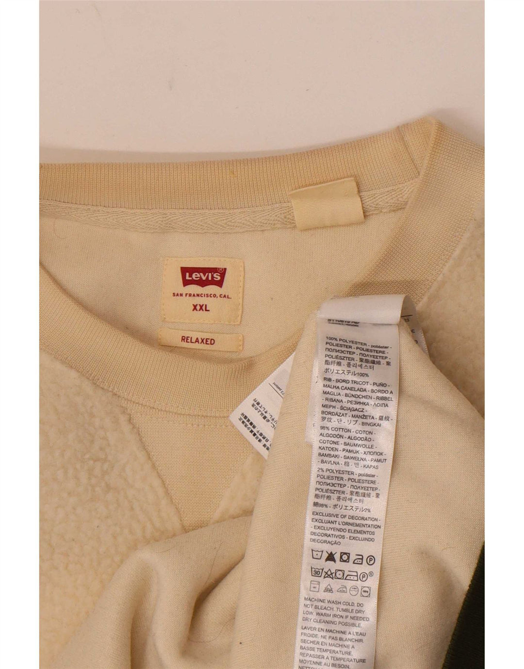 Pulover pentru bărbați Levi's, cu formă relaxată, din lână, 2XL, poliester cu dungi alb