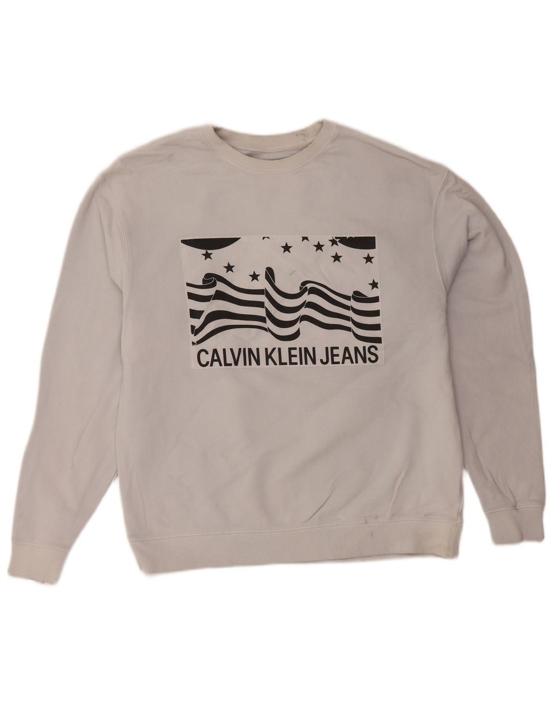 CALVIN KLEIN JEANS Hanorac grafic pentru bărbați Pulover mic, gri, bumbac