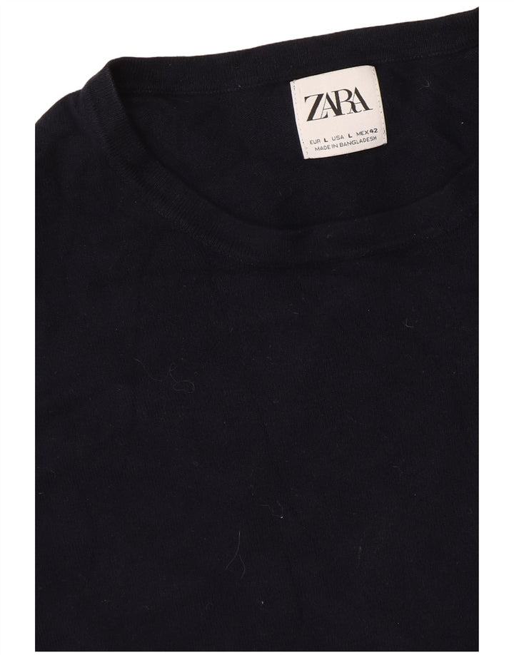 Pulover pentru bărbați Zara, cu decolteu, mare, bleumarin