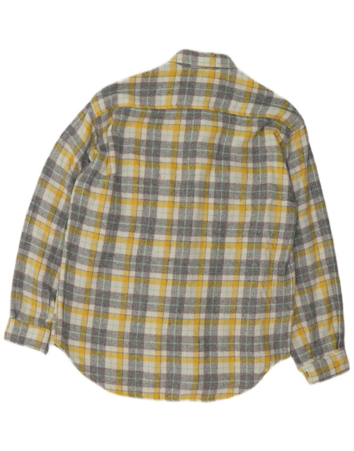 Cămașă de flanel pentru bărbați vintage, carouri galbene medii