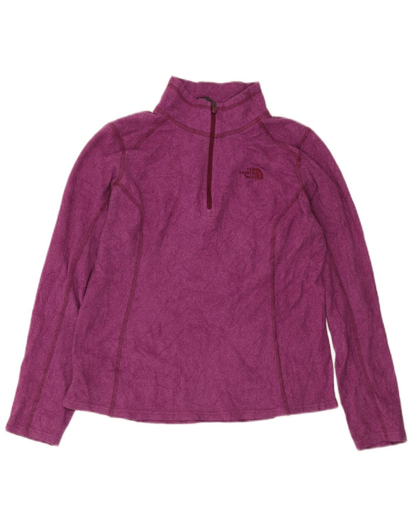 Pulover din lână The North Face pentru femei, cu fermoar și gât, UK 14 Poliester violet mediu