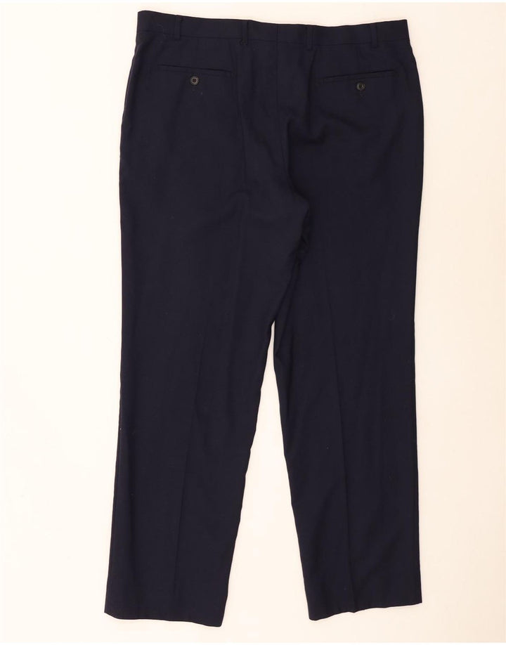 Pantaloni de costum pentru bărbați Marks & Spencer, cu tăiere obișnuită, L38 L31 Lână bleumarin