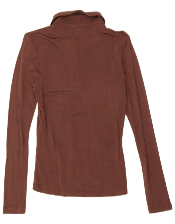 Tricou polo cu mânecă lungă pentru femei Hugo Boss UK 10 mic maro viscoză
