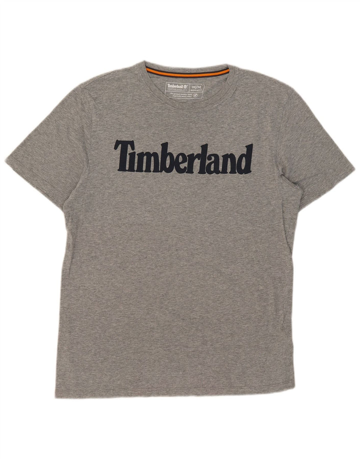 Tricou grafic Timberland pentru bărbați, cu croială obișnuită, din bumbac, gri mediu