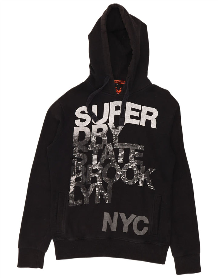 Pulover cu glugă grafic Superdry pentru bărbați, bumbac mediu negru