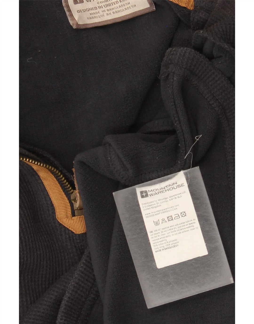 Hanorac pentru bărbați Mountain Warehouse, cu fermoar și gât, Pulover mare din bumbac bleumarin