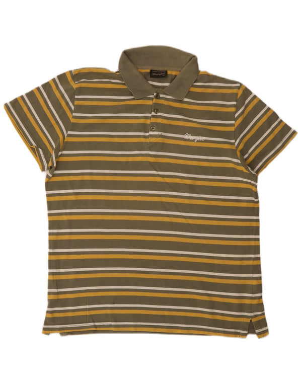 Tricou polo pentru bărbați Wrangler 2XL kaki cu dungi