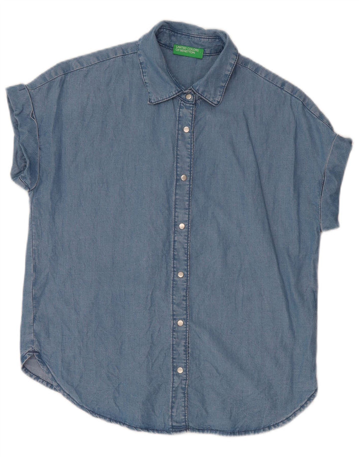 Cămașă cu mânecă scurtă pentru femei BENETTON UK 14 Medium Blue