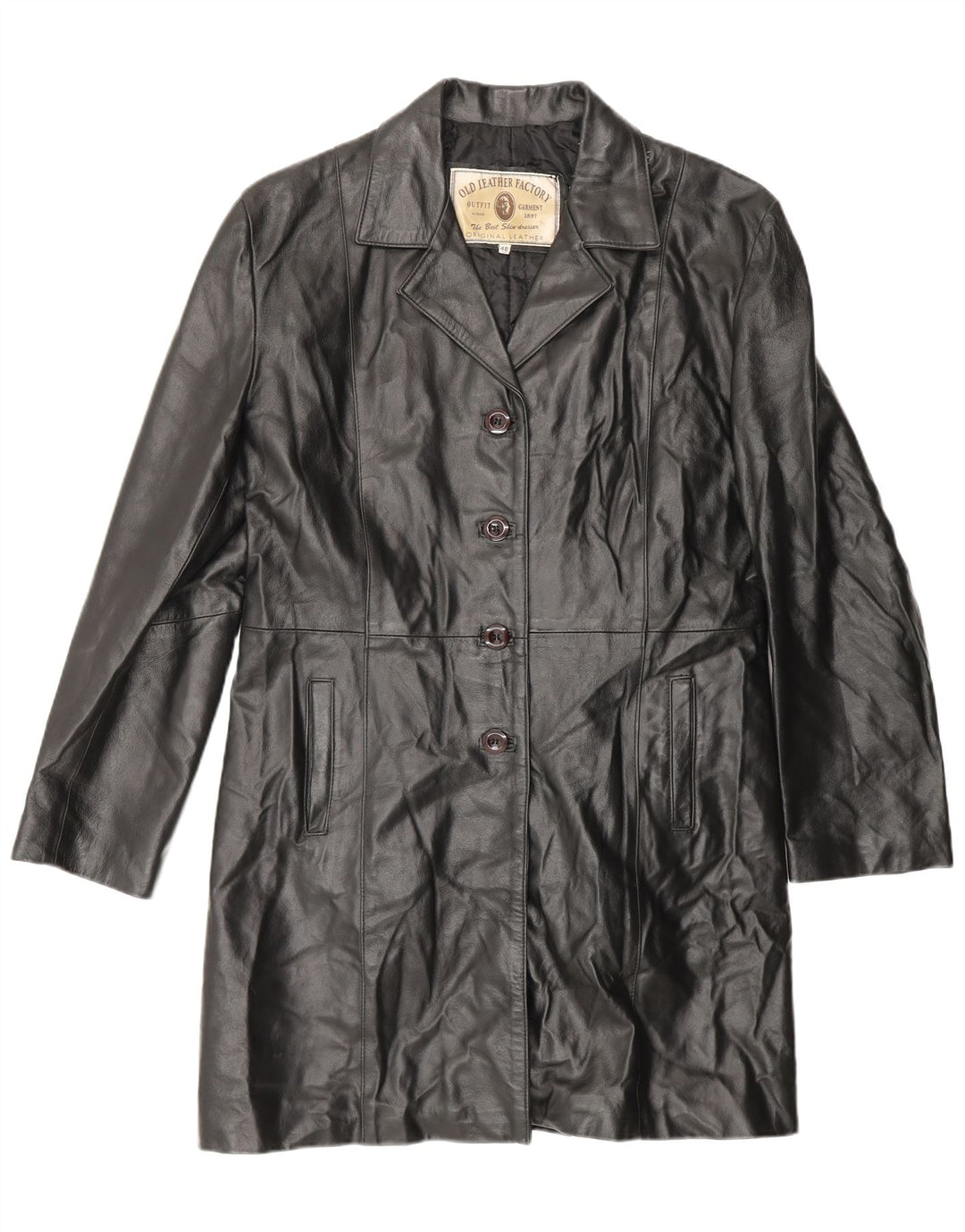 Palton din piele pentru femei VINTAGE IT 48 XL din piele neagră