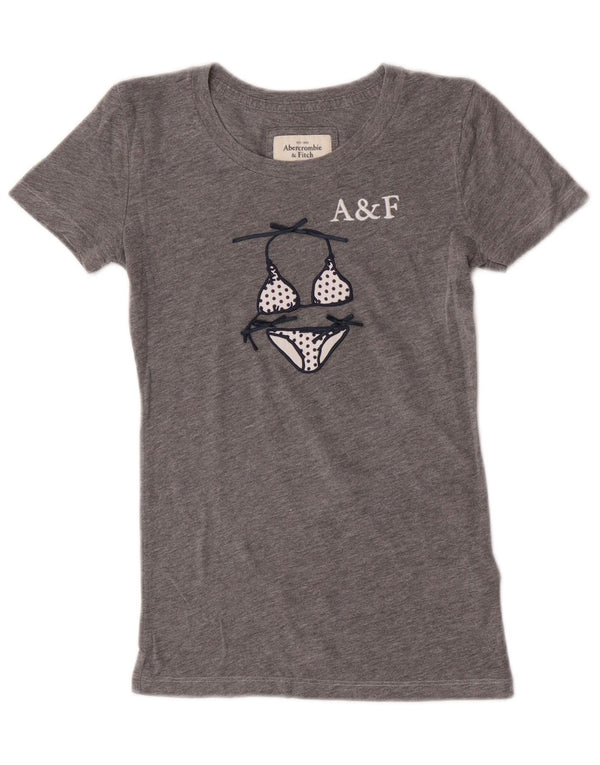 Abercrombie & Fitch Womens Graphic T-Shirt Top UK 6 XS Grey Cotton