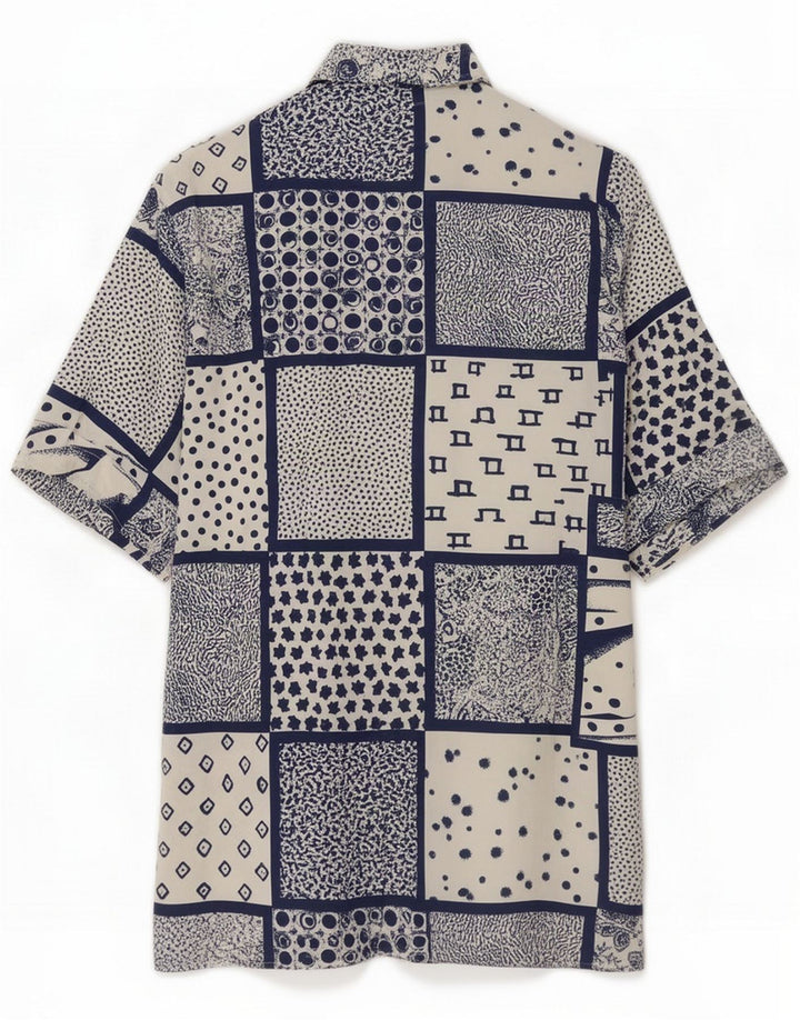 Vintage Cămașă cu mânecă scurtă pentru bărbați Medium Blue Patchwork