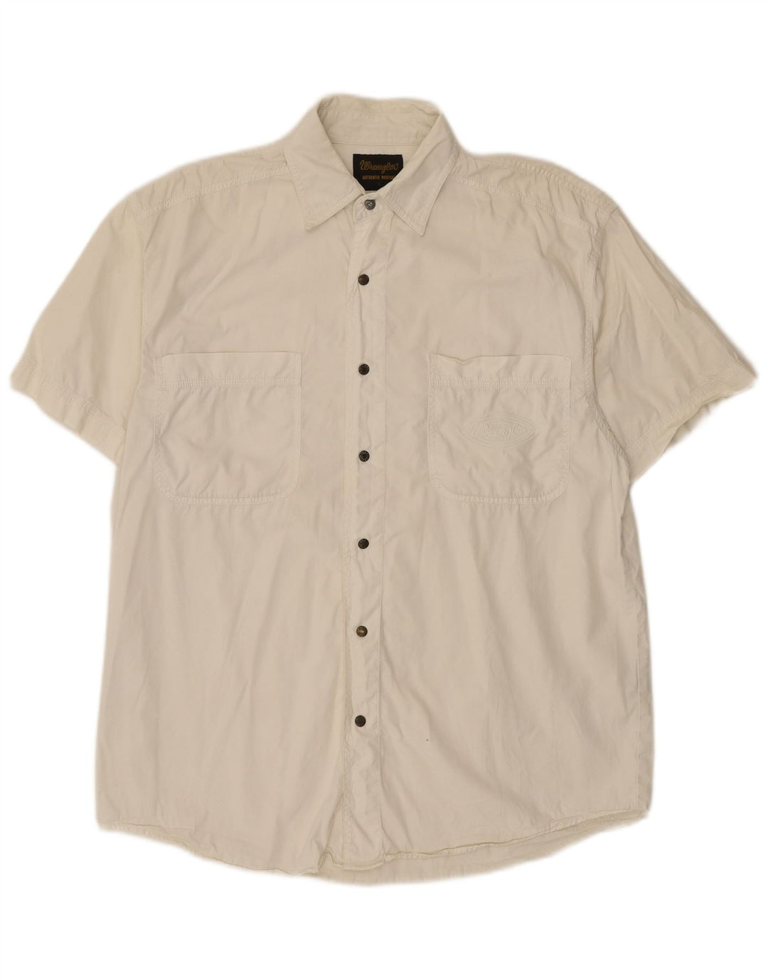 WRANGLER Mens Short Sleeve Shirt Large White Cotton