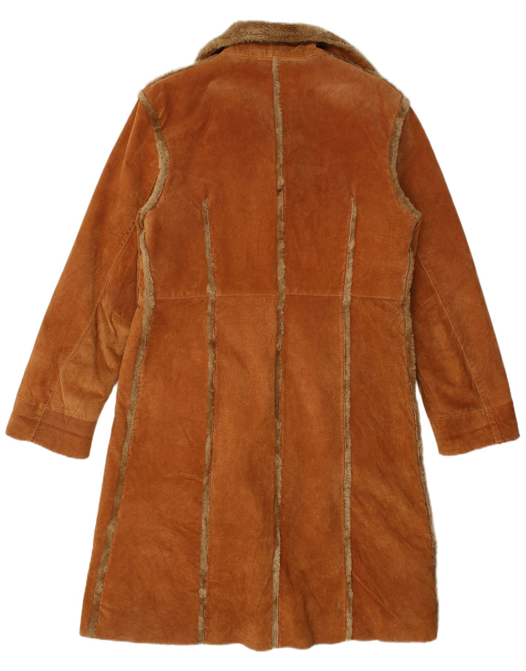 Palton din shearling vintage pentru femei UK 18 XL din piele maro