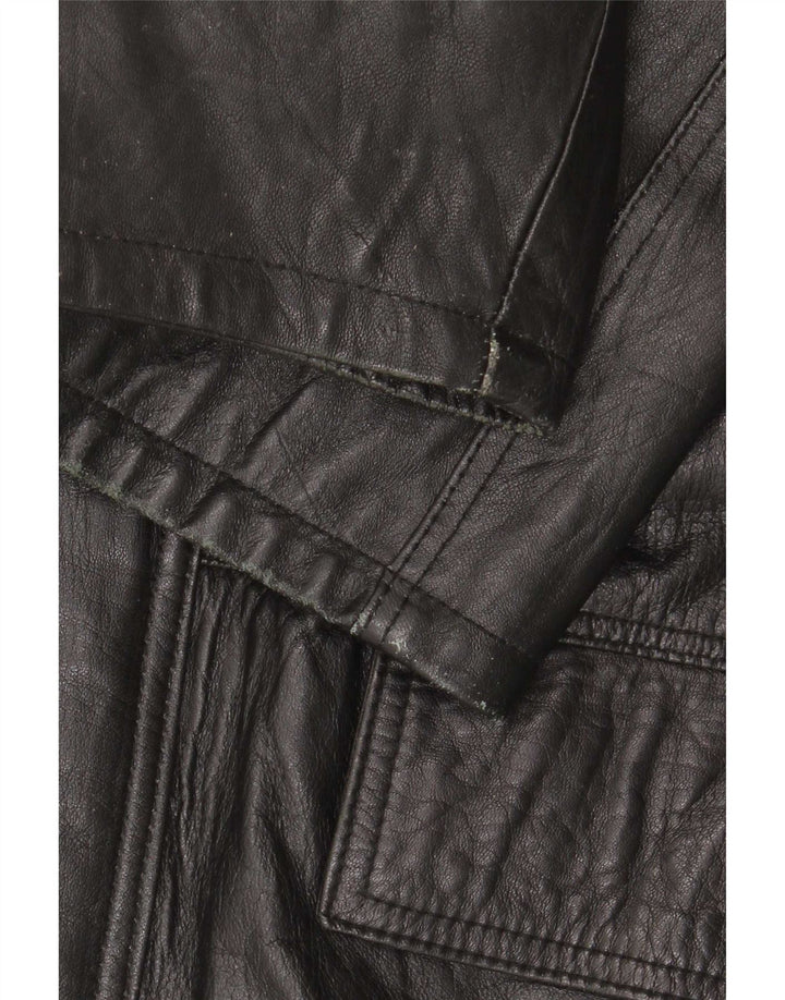 Palton din piele vintage pentru bărbați IT 48 mediu negru