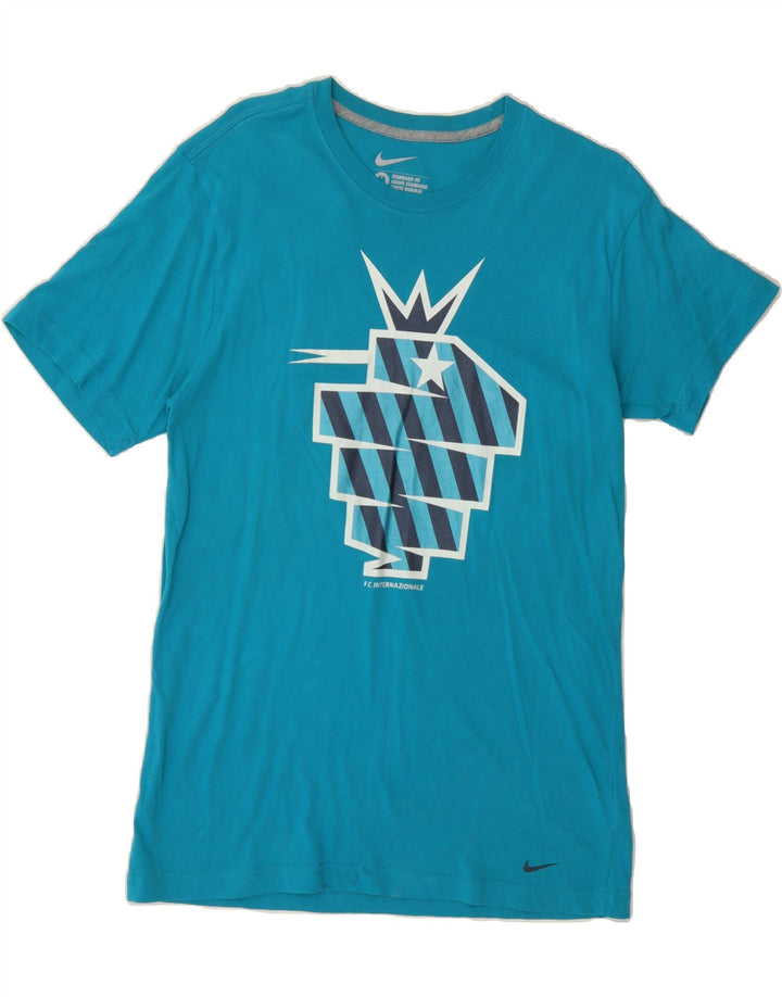 NIKE Mens Standard Fit Graphic T-Shirt Top Medium Blue Cotton Vintage Nike and Second-Hand Nike from Messina Hembry 
