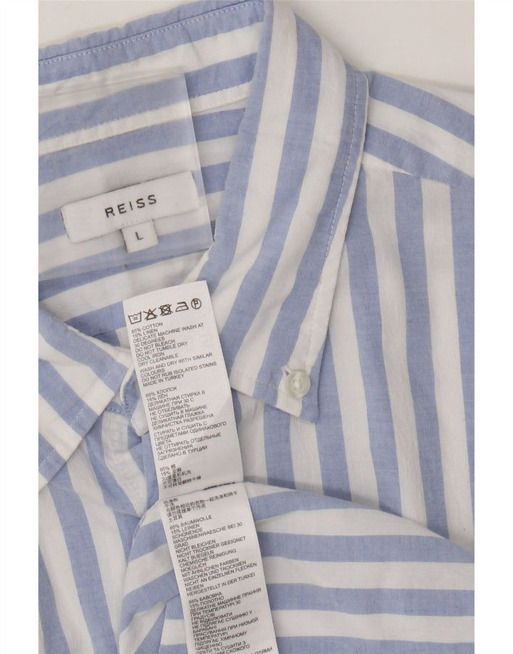 Cămașă pentru bărbați Reiss, mare, albastru, bumbac cu dungi