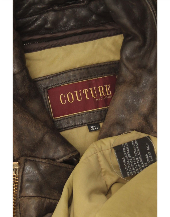 Jachetă din piele pentru bărbați Couture UK 42 XL din piele maro