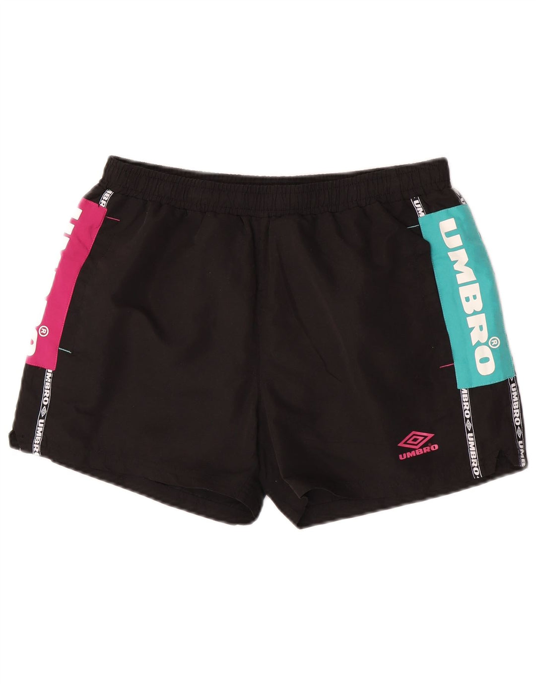 Pantaloni scurți sport grafic Umbro pentru bărbați, negru mediu, poliester color bloc