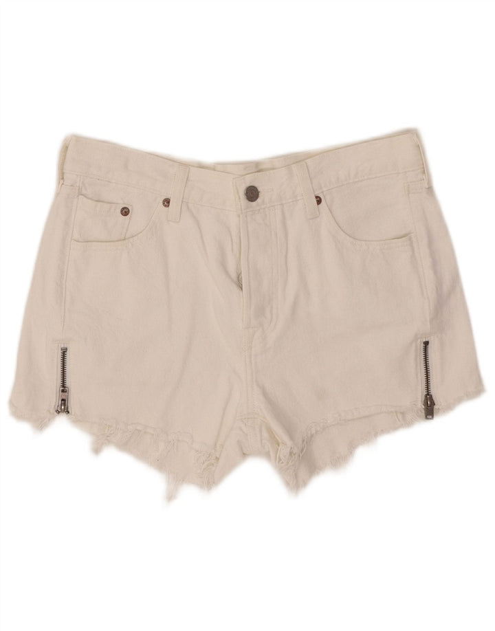 Pantaloni scurți din blugi 501 pentru femei LEVI'S W27 bumbac alb mediu