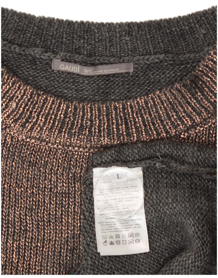 Pulover pentru damă Gaudi cu mânecă scurtă cu gâtul tripu, UK 14, mare, gri
