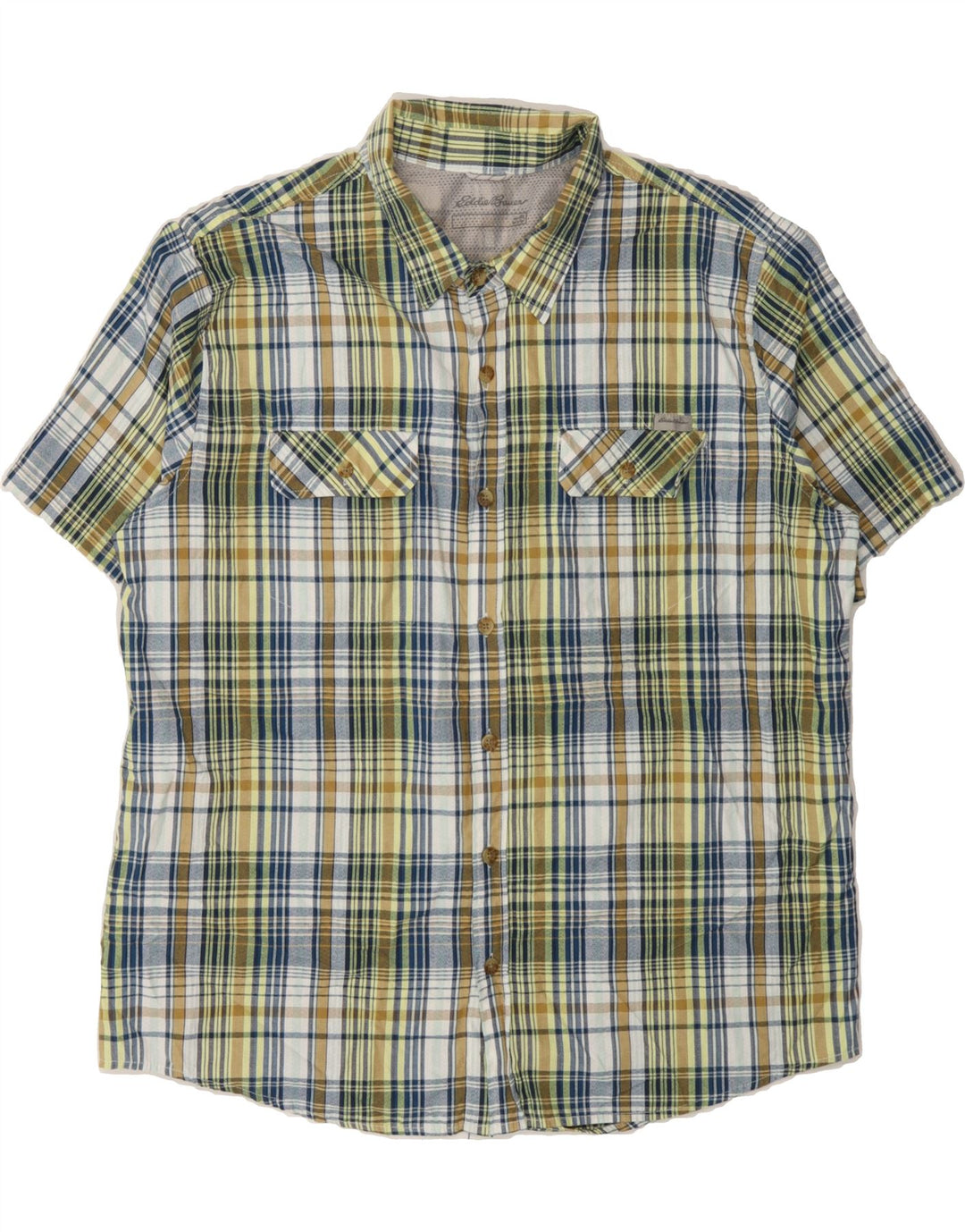 EDDIE BAUER Mens Short Sleeve Shirt XL Multicoloured Check Cotton Vintage Eddie Bauer and Second-Hand Eddie Bauer from Messina Hembry 