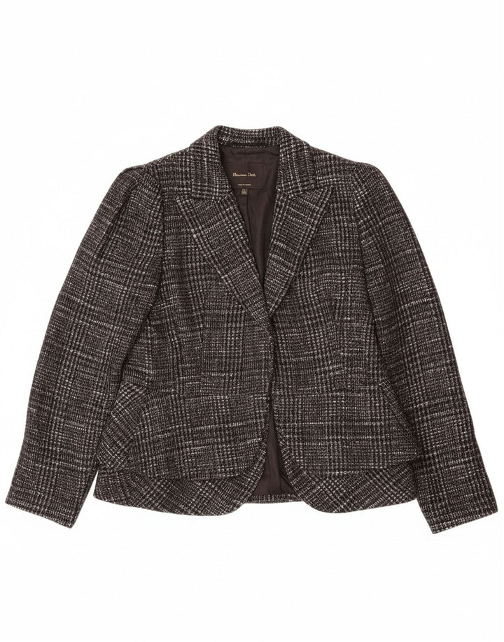 MASSIMO DUTTI Jachetă Blazer pentru Damă EU 42 Mare, Gri din Bumbac Check