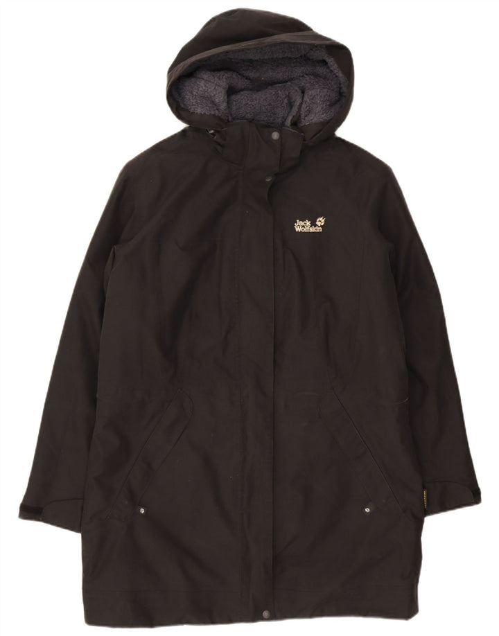Jack Wolfskin Jachetă de vânt cu glugă pentru femei UK 16 Poliester negru mare