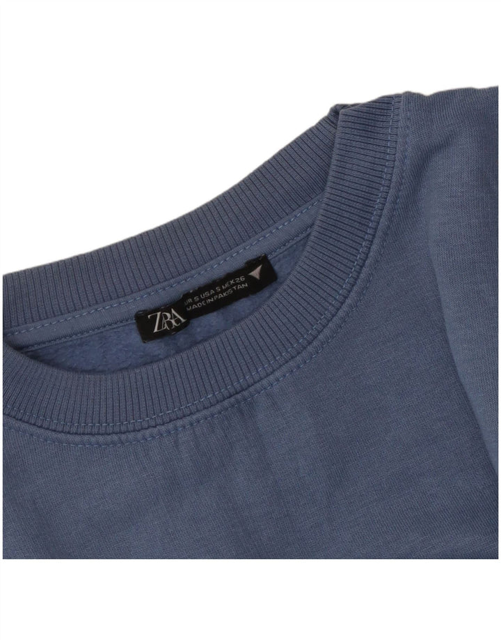 Pulover oversized crop ZARA pentru femei UK 10 Small Blue