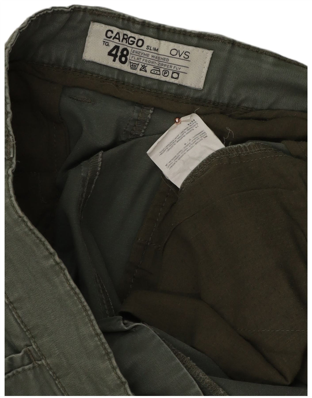 Pantaloni cargo subțiri OVS pentru bărbați IT 48 Medium L34 L33 Bumbac verde