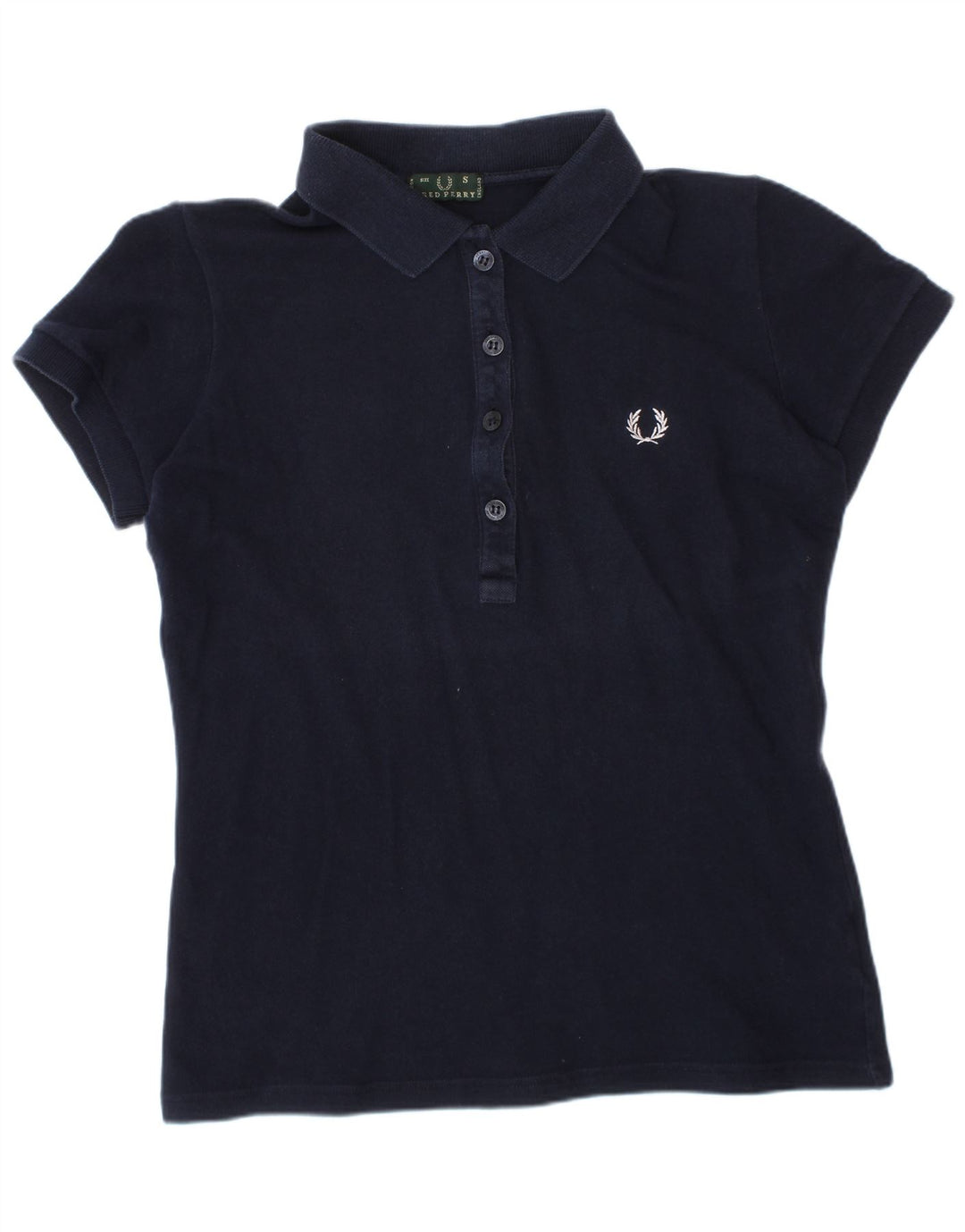 Fred Perry Tricou Polo Crop pentru femei UK 10 Mic Bumbac bleumarin
