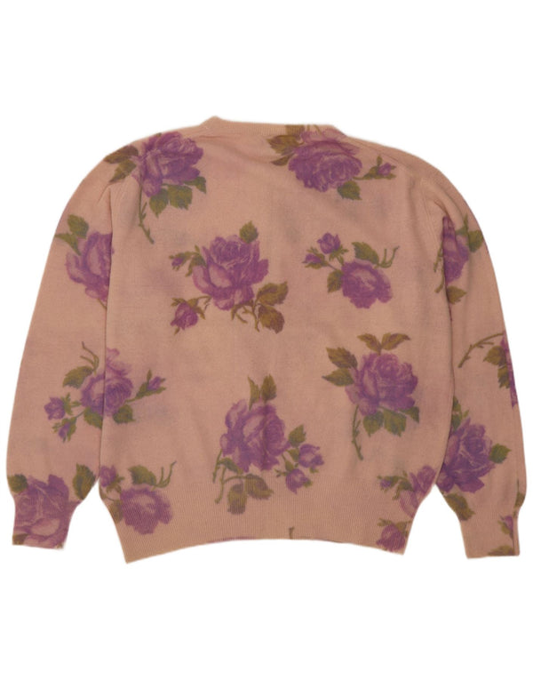 Pulover Etam pentru damă, cu fermoar, cu gât, UK 14, lână florală, roz mediu