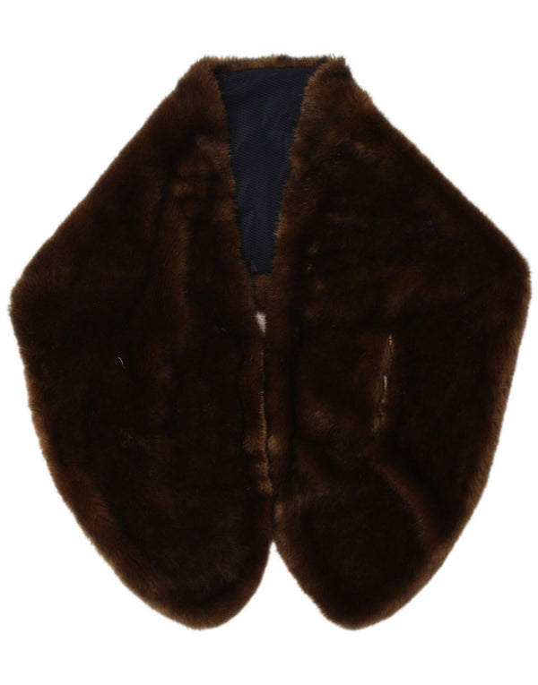 Eșarfă Vintage pentru femei cu furat de blană artificială mărime unica L63 maro