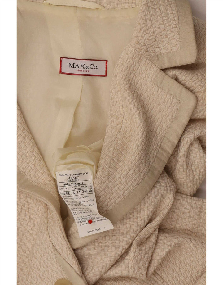 Blazer pentru femei Max & Co. Jachetă cu 3 nasturi UK 6 XS bumbac bej
