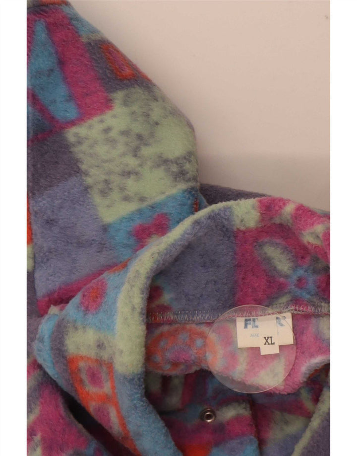 Pulover vintage pentru bărbați, cu gât, cu nasturi, XL, poliester geometric multicolor
