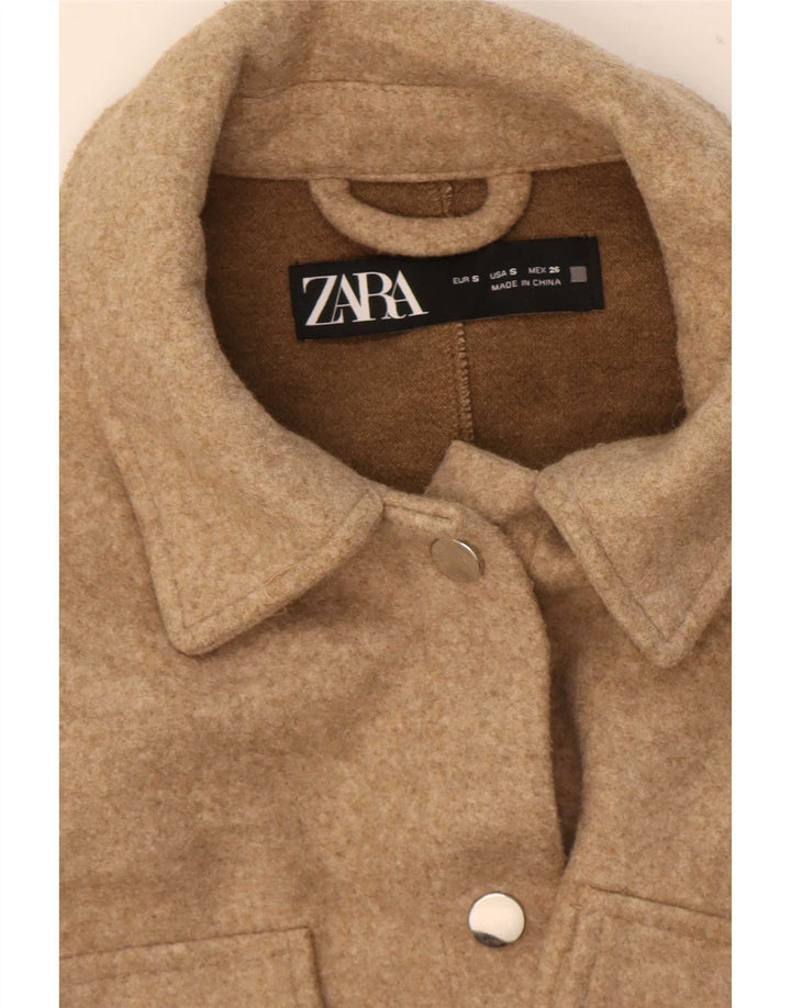 Cămașă supradimensionată pentru femei Shacket Zara UK 10 Mic, bej, poliester