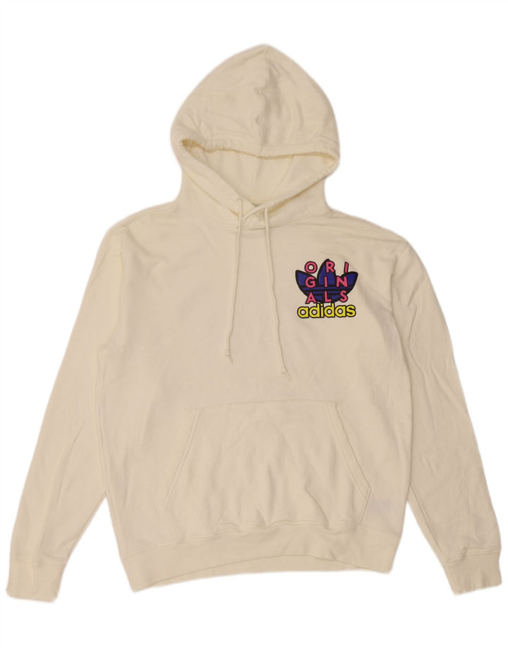 Pulover cu glugă cu grafic pentru bărbați Adidas, bumbac alb mediu