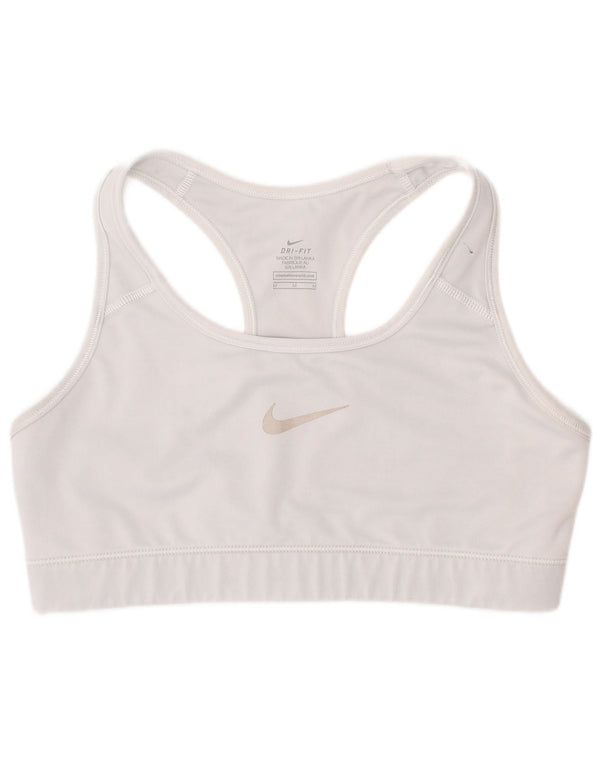 Nike Womens Dri Fit Graphic Sport Bra Top Medium White Sports
